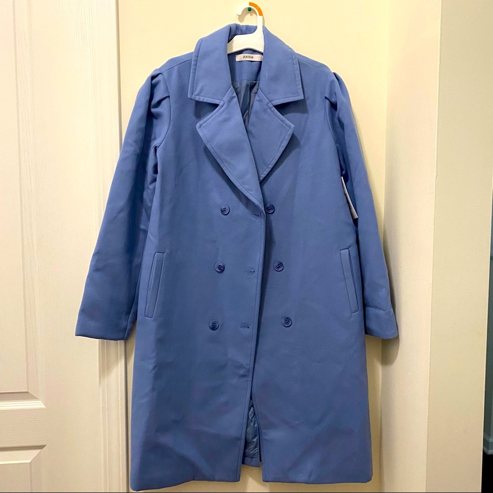 Puff sleeve faux wool coat - Small
